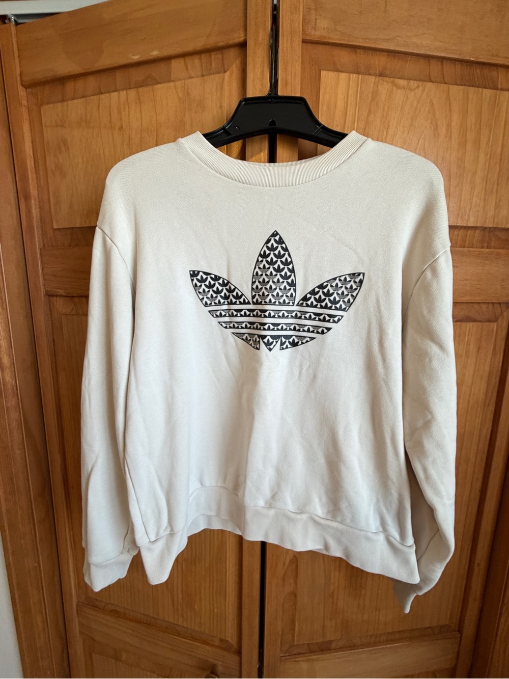 adidas Cream Sweatshirt with Black Trefoil